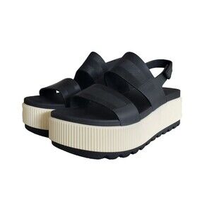 Reef Water Vista Higher Platform Sandal Women’s Size 5 In Black and White